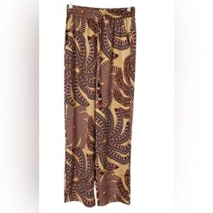 House Of Harlow 1960 Revolve Bohemian Patterned Satin Pants Printed Size Small